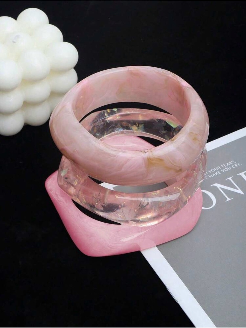 Pink Resin Bangle Set - Women Jewelry